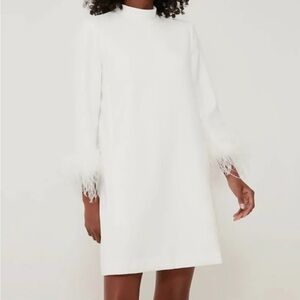 Tuckernuck White Feather-Cuff Shift Dress